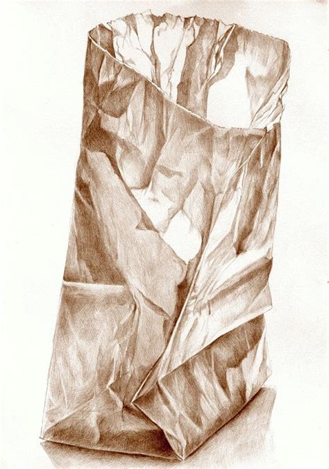 Art Drawing Brown Paper Bag 2 Sepia Pencil Etsy In 2021 Pencil