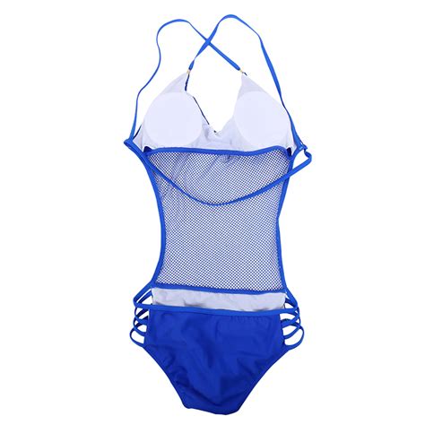 sexy one piece swimsuit women 039 s mesh swimwear bathing monokini padded bikini sml ebay