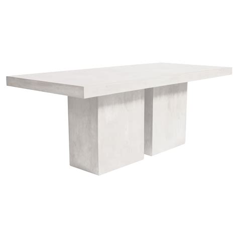 Cara Modern Rectangular White Concrete Outdoor Dining Table