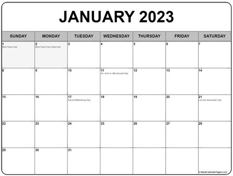 January 2022 With Holidays Calendar