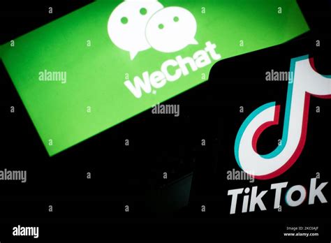 In This Photo Is Seen The Tiktok Logo On A Smartphone With Wechat