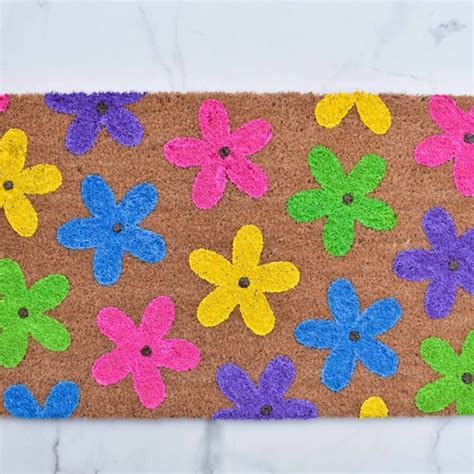 Flower Doormat Spring Doormat Cute Doormat Welcome Mat Etsy