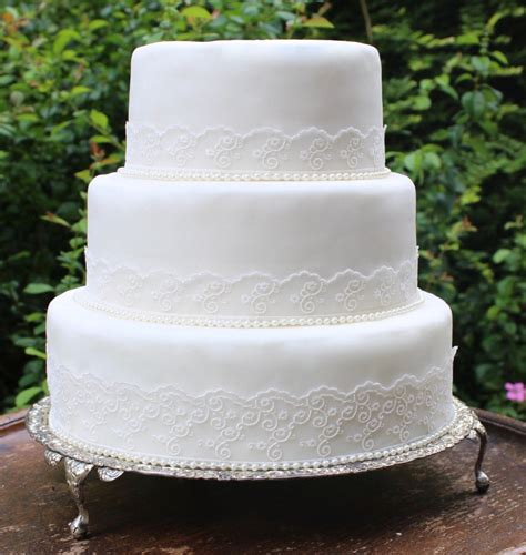Vintage Lace And Pearls Wedding Cake