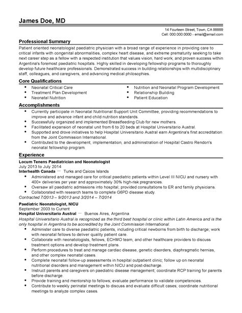 Medical doctor resume example + salaries, writing tips and information. Professional Neonatologist Pediatric Physician Templates to Showcase Your Talent | MyPerfectResume