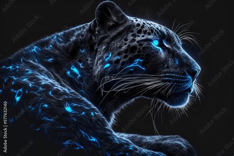 Black Panther Futuristic Render Wallpaper Neon Blue Future Fantasy Ai