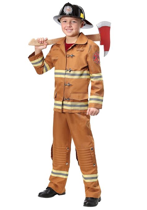 Tan Brand New Fire Squad Firefighter Child Halloween Costume Costumes