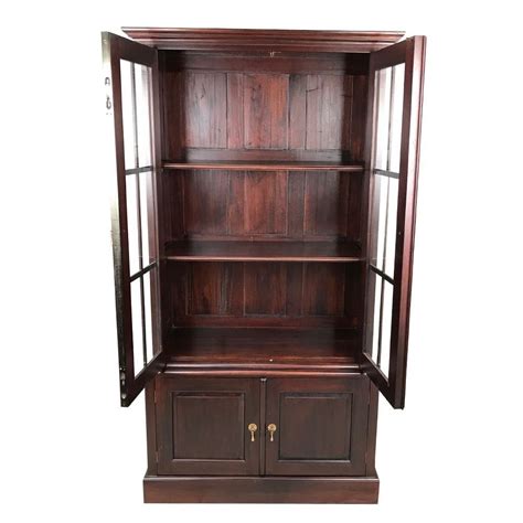 The height between each layer get the bookcase to keep your messy room in order and organized. Solid Mahogany Wood Bookcase with Cupboard Glass Doors ...