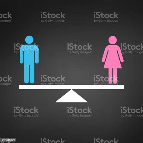 Gender Equality Concept Icon Pink And Blue Gender Icons On Scales Equality Vector Illustration