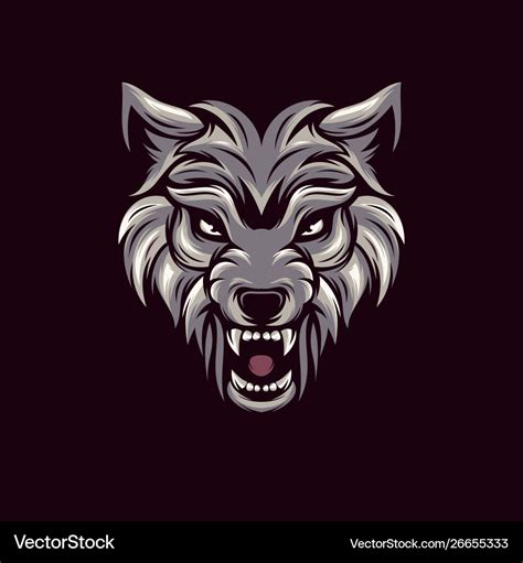 Awesome Angry Wolf Logo Design Royalty Free Vector Image