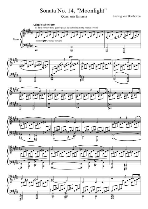 Sonata No 14 Op 27 No 2 Ludwig Van Beethoven Sheet Music