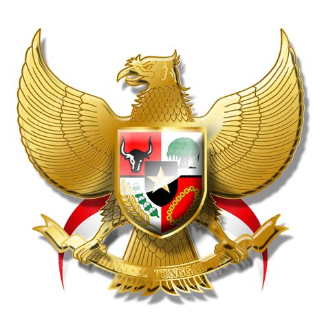 Garuda Pancasila Emblem Logo Of Indonesian With Flag Illustration