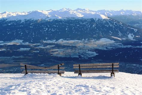 Snow Capped Mountains Austrian Alps Innsbruck Stock Photo Image Of