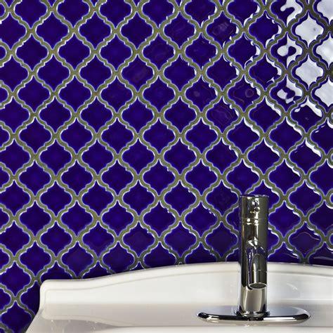 Somertile 12 375x12 5 Inch Antaeus Cobalt Blue Porcelain Mosaic Floor And Wall Tile 10 Tiles 10