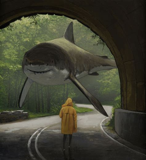 Interview Surreal Paintings Of Sharks Swimming In Mid Air Show A