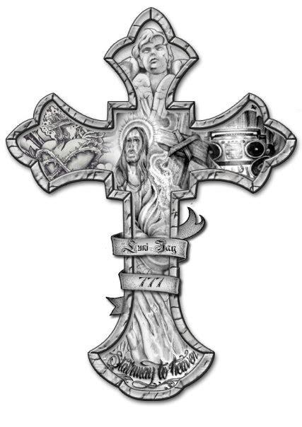How to draw a cross with wings, step by step, drawing guide, by dawn. cross tattoo design by lunij88 on DeviantArt