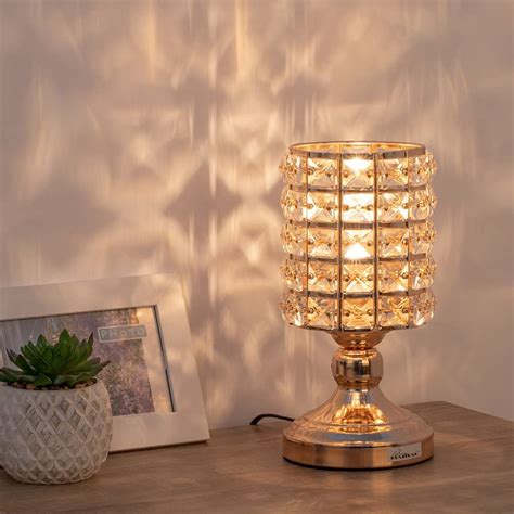 Oumilen Gold Crystal Table Lamp Small Decorative Bedside Lamp With