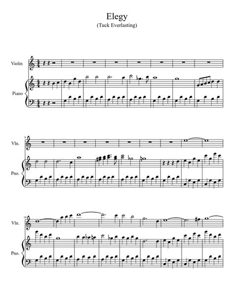 Elegy Tuck Everlasting Sheet Music For Piano Violin Solo