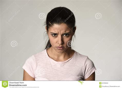Latin Angry And Upset Woman Looking Furious And Crazy Moody In Intense Anger Emotion Stock Image