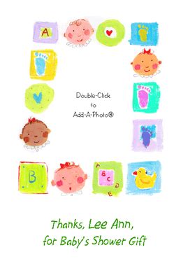 You can use them to create thank you notes for your baby shower guests. "Baby-Shower Gift Add-a-Photo" | Gift Printable Card ...