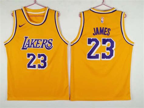 6 jersey during all four of his seasons with the miami heat at the. New Lakers 23 Lebron James Gold 2018-19 Nike Swingman ...