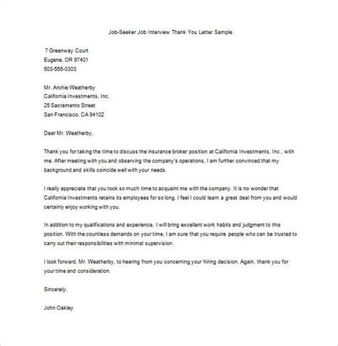 Sample thank you letter after second interview. Sample Thank You Letter After Interview Email Or Mail ...