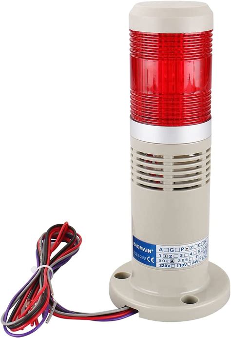 Baomain Alarm Warning Flash Light 110v Ac Industrial Buzzer Red Led