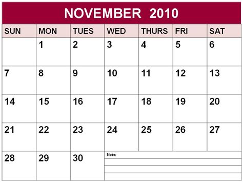 Blank Calendar Template 2010