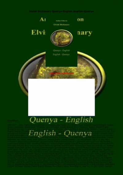 READ EBOOK PDF Elvish Dictionary Quenya English English Quenya