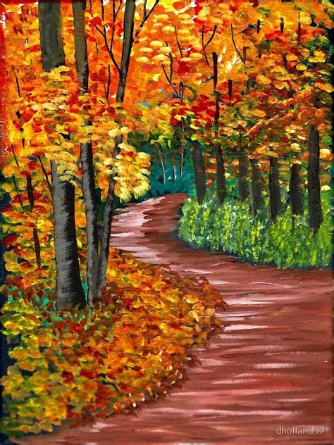 Autumn Path ~ Acrylic Painting Photographic Print By Dholland57