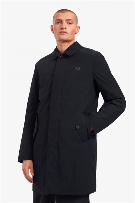 Button Through Mac Black Mens Coats And Jackets Bomber Jackets