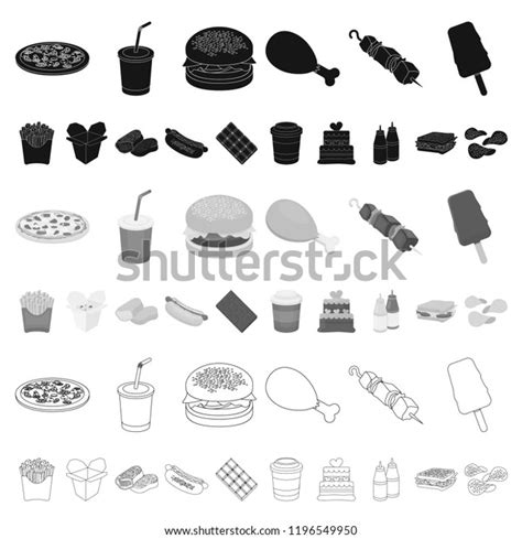 Fast Food Cartoon Icons Set Collection Stock Vector Royalty Free