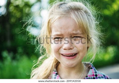 Beautiful Sad Little Girl Crying On Stock Photo 209142058 Shutterstock
