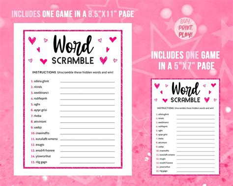 Ladies Night Games Word Scramble Girls Night In Printable Etsy