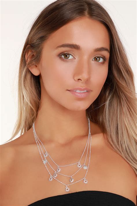 Cute Silver Necklace Silver Star Necklace Layered Necklace Lulus