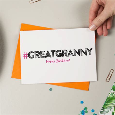 Hashtag Great Granny Birthday Card By A Is For Alphabet
