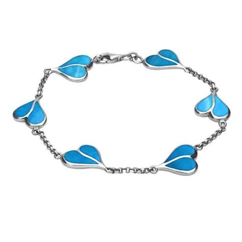 Sterling Silver Turquoise Split Heart Bracelet Turquoise Sterling