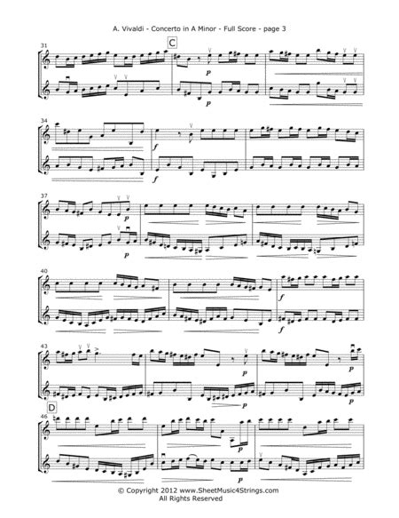 Vivaldi A Concerto In A Minor Mvt 1 For Two Violins Free Music Sheet