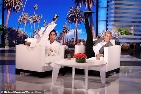 Victoria Beckham Demonstrates Signature Leg Pose On Ellen Degeneres