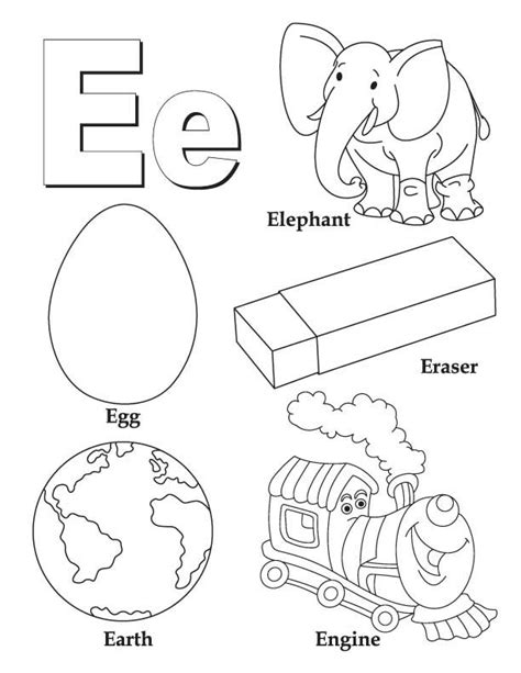My A to Z Coloring Book Letter E coloring page | Download Free My A to