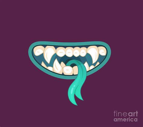 Scary Monster Mouth Teeth Horror Halloween Tongue 1 Digital Art By