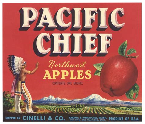 Pacific Chief Brand Vintage Washington Apple Crate Label Thelabelman