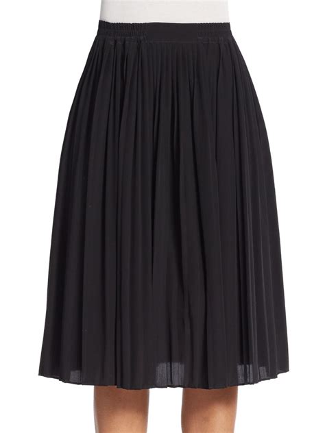 Red Valentino Pleated Silk A Line Skirt In Black Lyst