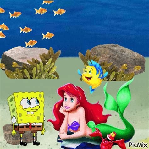 Spongebob With Ariel Sebastian And Flounder  Animado Gratis Picmix