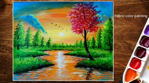 Beautiful Nature Painting By Febric Color Nature Drawingsunset
