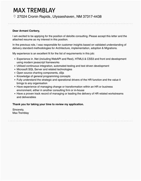 Deloitte Consulting Cover Letter Velvet Jobs