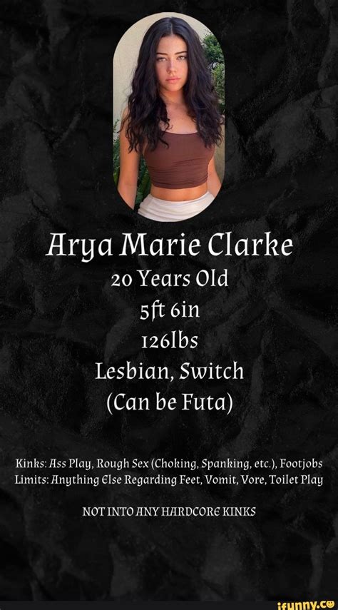 Arya Marie Clarke 20 Years Old 66in 126lbs Lesbian Switch Can Be Futa Kinks Ass Play Rough