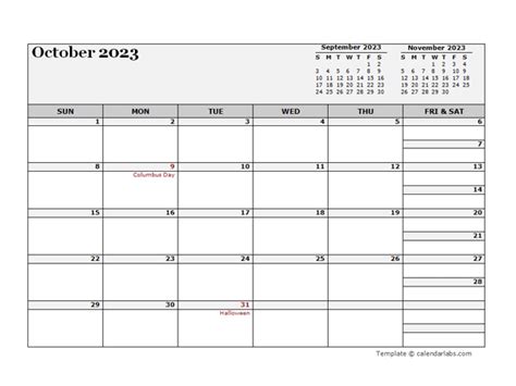 October 2023 Calendareditable Free Printable Templates