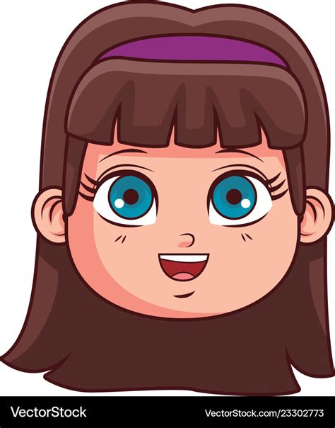 Cute Girl Face Cartoon Royalty Free Vector Image