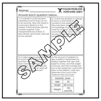 3rd Grade Math Word Problems Homework Printables Place Value DISTANCE