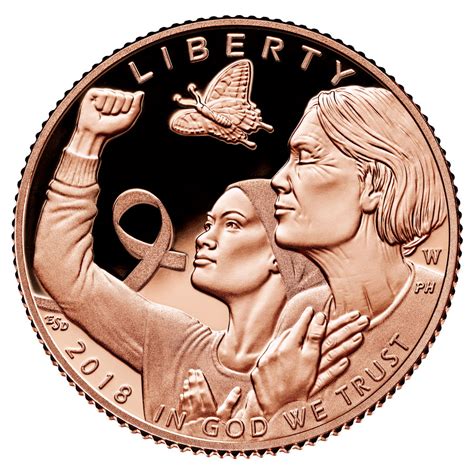 2018 W Breast Cancer Awareness Commemorative Pink Gold 5 Proof Coin